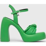 Dámské Sandály na podpatku Karl Lagerfeld v zelené barvě z kůže ve velikosti 38 na léto 