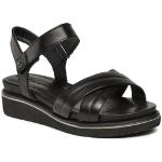 Dámské Kožené sandály Tamaris v černé barvě z kůže ve velikosti 37 ve slevě na léto 