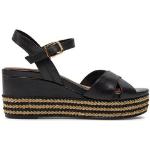Dámské Kožené sandály Tamaris v černé barvě z kůže ve velikosti 37 ve slevě na léto 