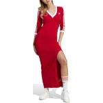 Dámské Maxi šaty adidas Originals v červené barvě sportovní z bavlny ve velikosti M s výstřihem do V 