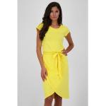Dámské Letní šaty Alife Kickin v žluté barvě v elegantním stylu ve velikosti L s krátkým rukávem s lodičkovým výstřihem veganské 