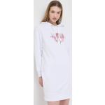 Dámské Mini šaty Armani Exchange v bílé barvě z bavlny ve velikosti L s dlouhým rukávem s kapucí 