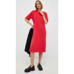 Dámské Šaty s potiskem Armani Exchange v červené barvě z bavlny ve velikosti S s krátkým rukávem maxi strečové ve slevě 