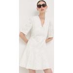 Dámské Mini šaty Boss v bílé barvě z bavlny ve velikosti 10 XL s výstřihem do V 