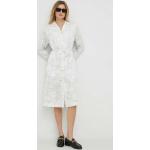 Dámské Designer Mini šaty Calvin Klein v bílé barvě z viskózy ve velikosti 10 XL s dlouhým rukávem 