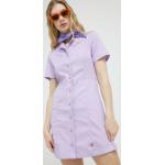 Dámské Mini šaty Dickies ve fialové barvě ve velikosti S s krátkým rukávem s výstřihem do V 