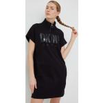 Dámské Designer Mini šaty DKNY v černé barvě ve velikosti L s krátkým rukávem ve slevě 