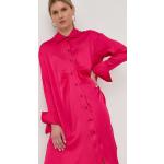 Dámské Šaty v růžové barvě z viskózy ve velikosti 9 XL s dlouhým rukávem 