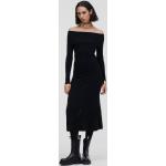Dámské Pletené šaty Karl Lagerfeld v černé barvě v ležérním stylu ve velikosti L s dlouhým rukávem pod kolena s odhalenými rameni s perforováním 