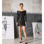 Nová kolekce: Dámské Kožené šaty Karl Lagerfeld v černé barvě z kůže s odhalenými rameni 