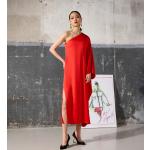 Nová kolekce: Dámské Šaty na jedno rameno Karl Lagerfeld v červené barvě v elegantním stylu ze saténu ve velikosti M s asymetrickým výstřihem 