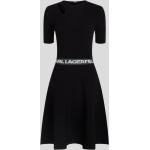 Dámské Šaty ke kolenům Karl Lagerfeld v černé barvě v elegantním stylu ve velikosti XS s krátkým rukávem s kulatým výstřihem 