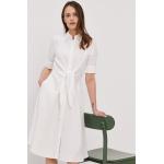 Dámské Designer Šaty Ralph Lauren Ralph v bílé barvě lněné ve velikosti 10 XL s krátkým rukávem ve slevě 