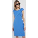 Dámské Designer Mini šaty Ralph Lauren Ralph v modré barvě z polyesteru ve velikosti 10 XL s výstřihem do V ve slevě 