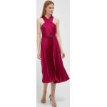 Dámské Designer Kožené šaty Ralph Lauren Ralph v růžové barvě z kůže ve velikosti 10 XL s výstřihem do V 