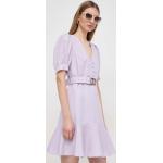 Dámské Mini šaty Twinset ve fialové barvě z bavlny ve velikosti 10 XL s nabíranými rukávy 
