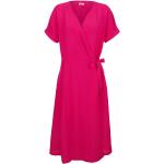 Dámské Zavinovací šaty Alba Moda v růžové barvě ve velikosti XXL s krátkým rukávem s výstřihem do V 
