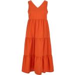 Dámské Maxi šaty WOOLRICH v oranžové barvě z popelínu ve velikosti M bez rukávů s výstřihem do V 