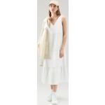 Dámské Maxi šaty WOOLRICH v bílé barvě z popelínu ve velikosti M bez rukávů s výstřihem do V 
