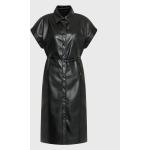 Dámské Košilové šaty Sisley v černé barvě z koženky ve slevě 