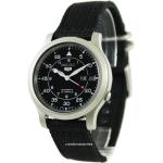 Pánské Náramkové hodinky Seiko 5 Nepromokavé v černé barvě v elegantním stylu s kamínky s automatickým pohonem ocelové 