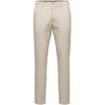 Pánské Plátěné kalhoty Selected v bílé barvě slim fit ve slevě 