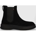 Pánské Kožené kotníkové boty Tommy Hilfiger Chelsea v černé barvě z kůže ve velikosti 45 ve slevě 