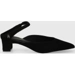 Dámské Sandály na podpatku Tommy Hilfiger TH v černé barvě z kůže ve velikosti 41 na léto 