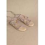Dámské Kožené sandály Manebí ve fialové barvě z kůže ve velikosti 40 na šněrování na léto 