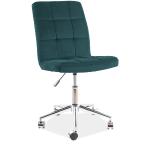 Kancelářské židle Signal v zelené barvě ze sametu s kolečky 