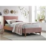 Jednolůžkové postele v růžové barvě ze dřeva 