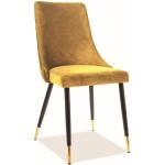 Jídelní židle Signal ve zlaté barvě ze sametu čalouněné 
