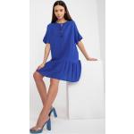 Dámské Letní šaty FashionHunters v modré barvě v ležérním stylu z viskózy ve velikosti M s volány ve slevě 