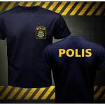 Skandinávie Švédsko Svensk Švédská Polisen Polis Politi Policejní jednotka Logo Tričko