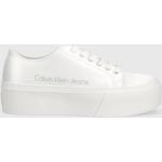 Sneakers boty Calvin Klein Jeans FLATFORM+ CUPSOLE SATIN bílá barva