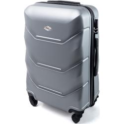 Stříbrný luxusní lehký plastový kufr "Luxury" - vel. M, L, XL