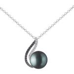 Dámské Stříbrné náhrdelníky Silvego v černé barvě ze stříbra Perlové leštěné 