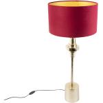 Stmívatelné lampy Qazqa v červené barvě ve stylu art deco z látky ve slevě kompatibilní s E27 