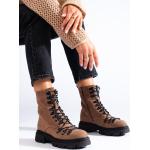 Dámské Kotníčkové boty na podpatku Vinceza v hnědé barvě v ležérním stylu z kůže ve velikosti 36 s výškou podpatku nad 9 cm ve slevě na zimu 
