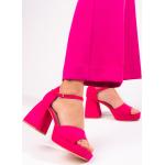 Dámské Sandály na podpatku Vinceza v růžové barvě z koženky ve velikosti 36 s výškou podpatku nad 9 cm ve slevě na léto 