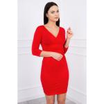 Dámské Denní šaty kesi v červené barvě ve velikosti 3 XL s tříčtvrtečním rukávem ve slevě plus size 