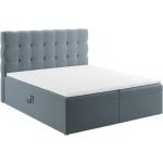 Dvoulůžkové postele ve světle modré barvě v elegantním stylu s úložným prostorem 