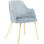Designové židle ve světle modré barvě v elegantním stylu ze sametu s loketní opěrkou 