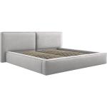 Dvoulůžkové postele ve světle šedivé barvě v elegantním stylu s úložným prostorem 