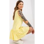 Dámské Letní šaty FashionHunters ve smetanové barvě ve velikosti S bez rukávů mini s volány ve slevě 