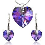 Dámské Soupravy šperků Silvego ve fialové barvě romantické z krystalu k Valentýnu 