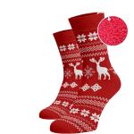 Teplé ponožky Norský vzor Červená Bavlna 42-44