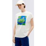 Dámské Topy s potiskem Thinking Mu v bílé barvě ve velikosti S s motivem žába udržitelná móda 