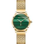 Dámské Náramkové hodinky Thomas Sabo v zelené barvě s malachitem pozlacené s analogovým displejem s voděodolností 5 Bar 