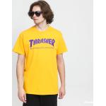 Pánská  Skate trička Thrasher v žluté barvě v skater stylu ve velikosti L s krátkým rukávem 